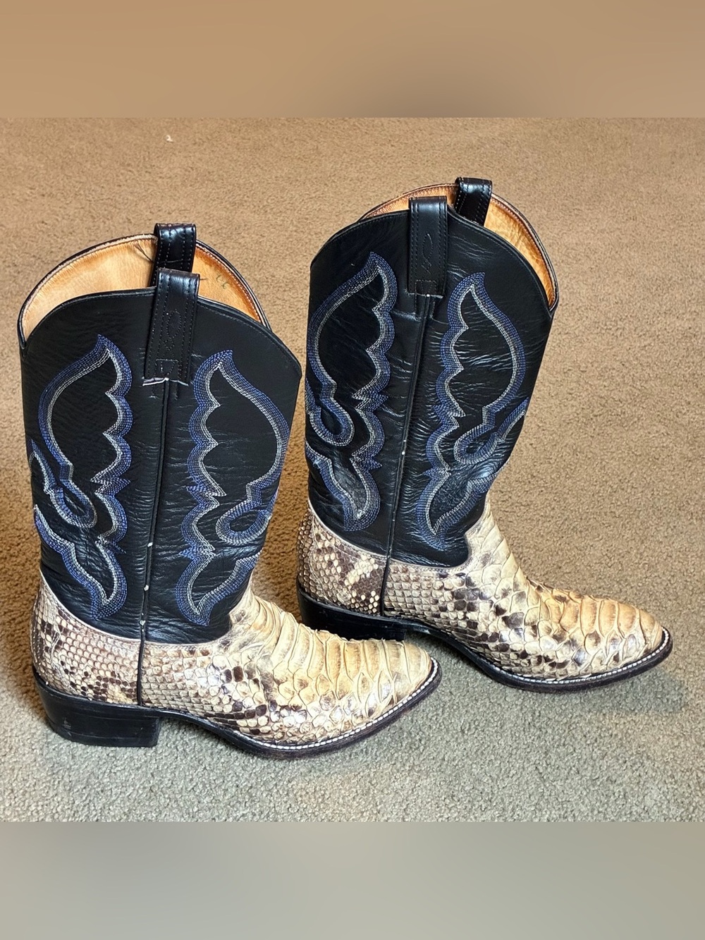 DON CUCO'S Python Snakeskin Western Cowboy Boots MEX 26.5 Men's 8.5 Leather